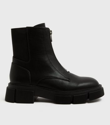 Black zip up boots womens online