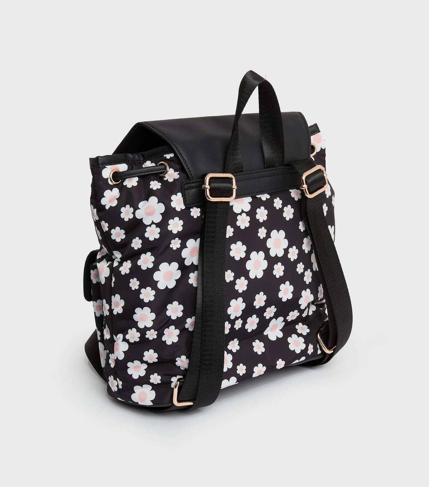 Girls Black Daisy Double Pocket Backpack Image 3