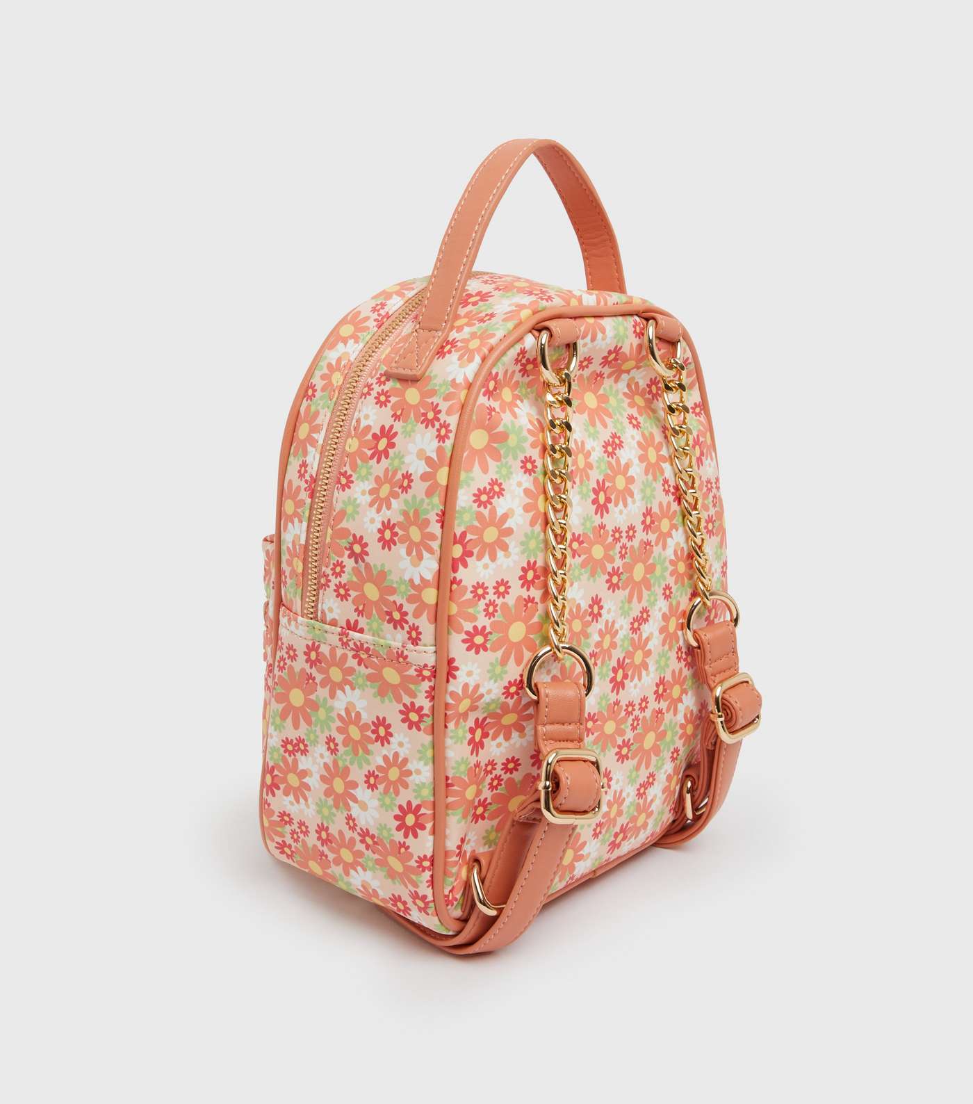 Girls Orange Floral Backpack Image 3