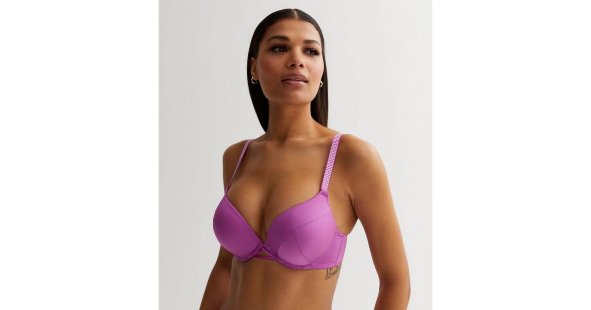 Bright Pink Diamanté Strap Boost Bra