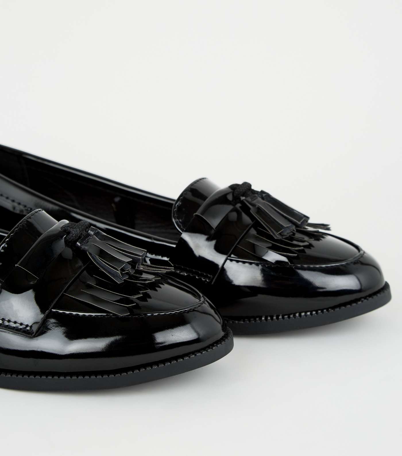 Wide Fit Black Patent Tassel Loafers Image 4