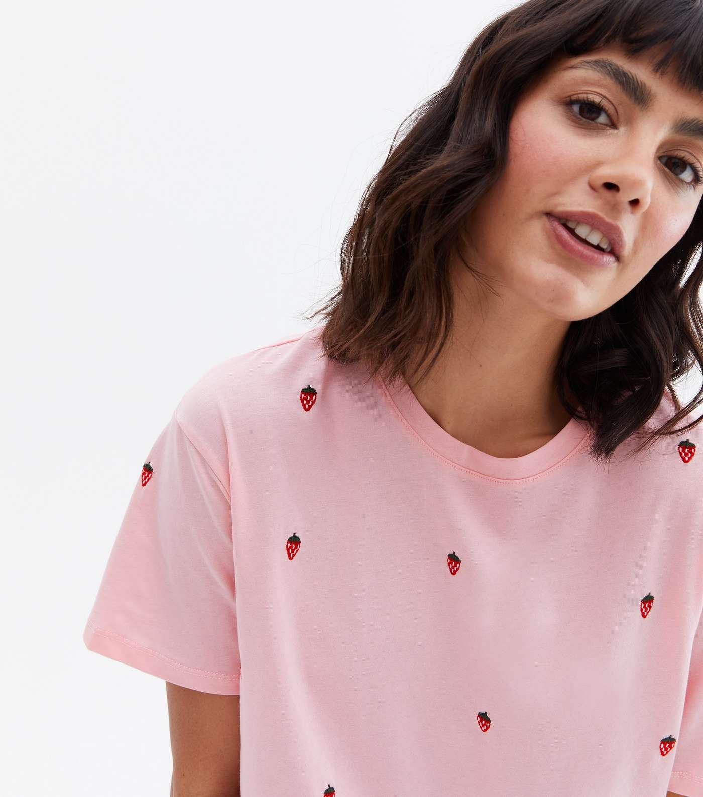 Pink Embroidered Boxy T-Shirt
