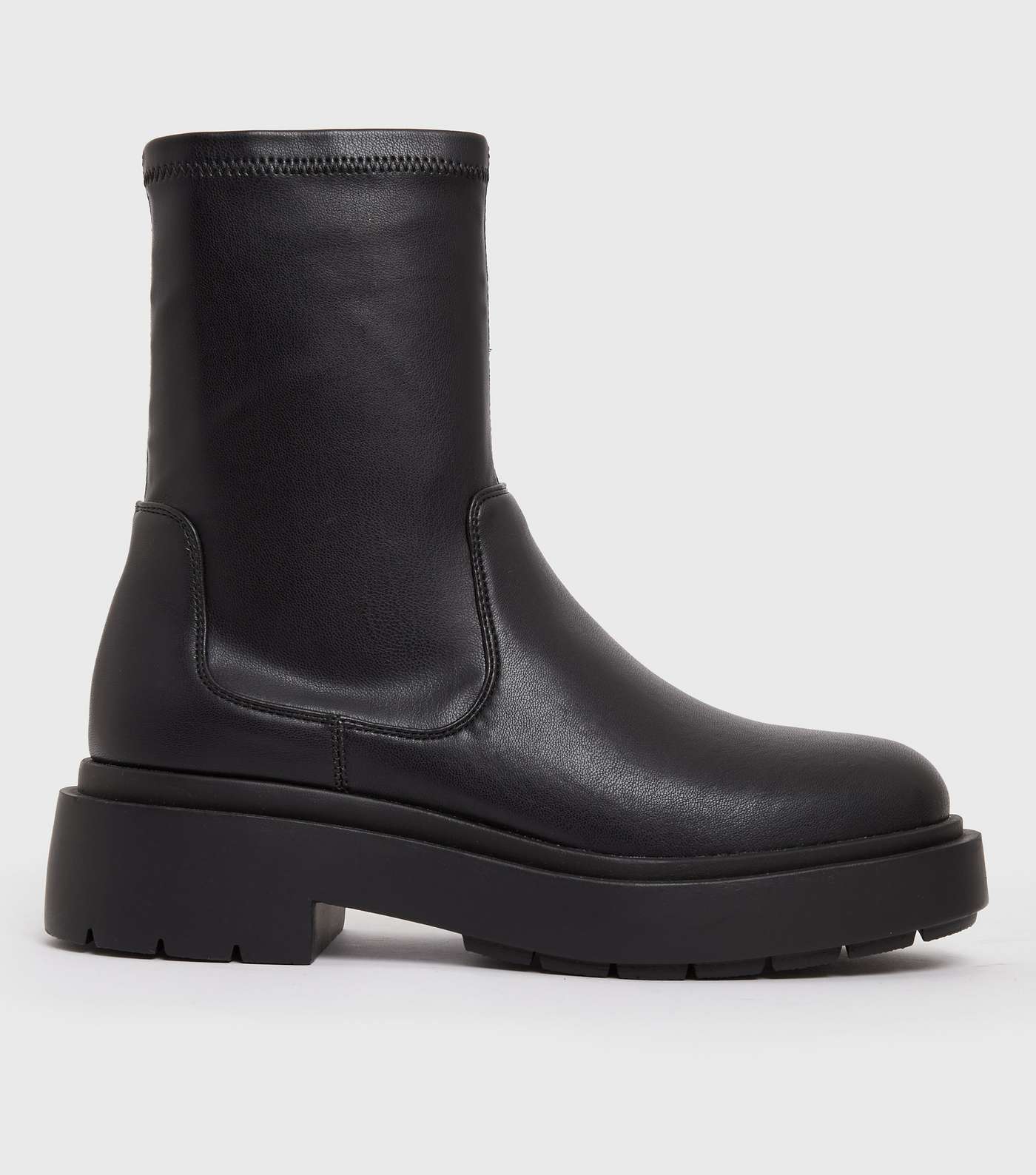 Black Chunky High Ankle Chelsea Boots