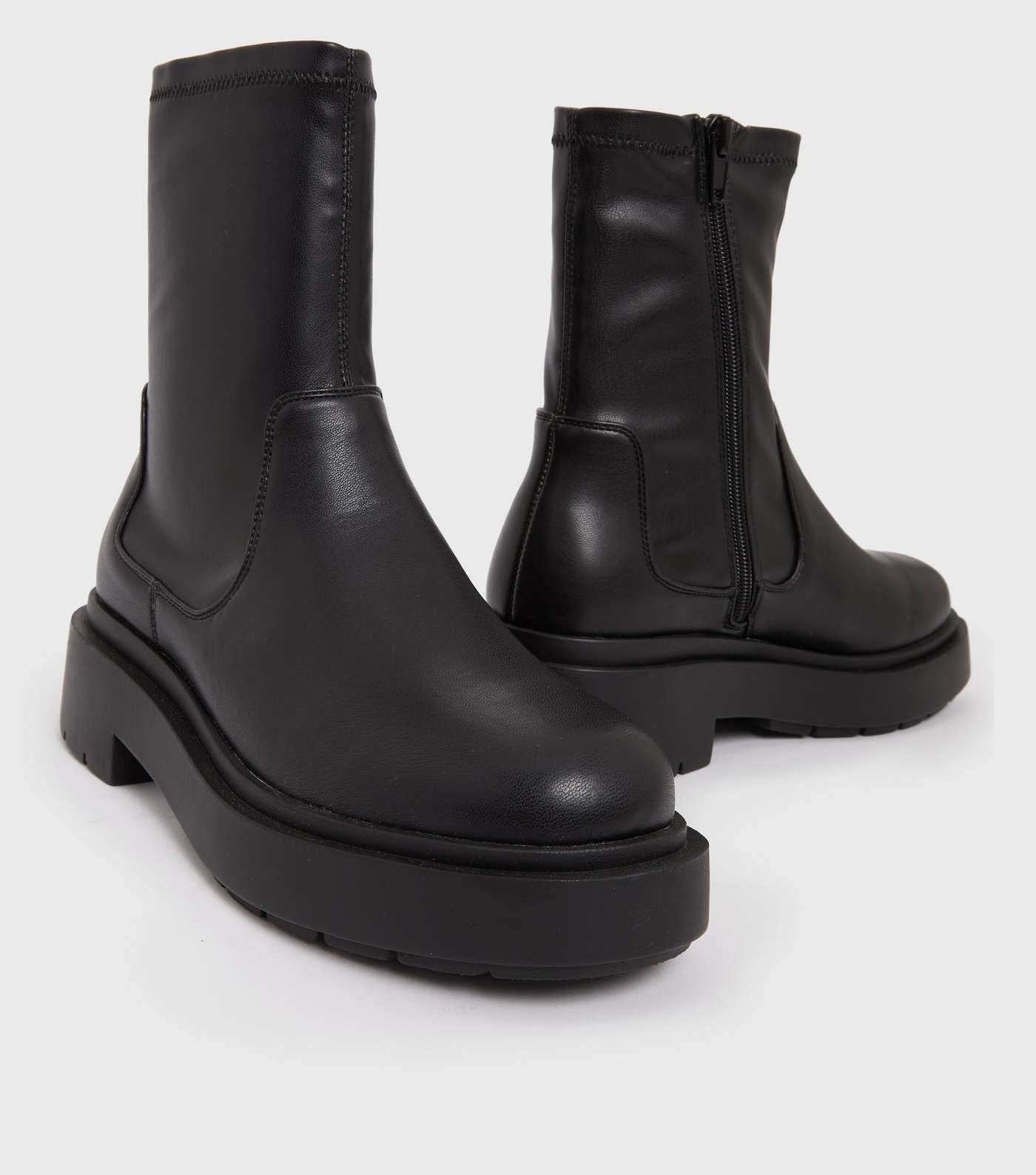 Black Chunky High Ankle Chelsea Boots Image 3