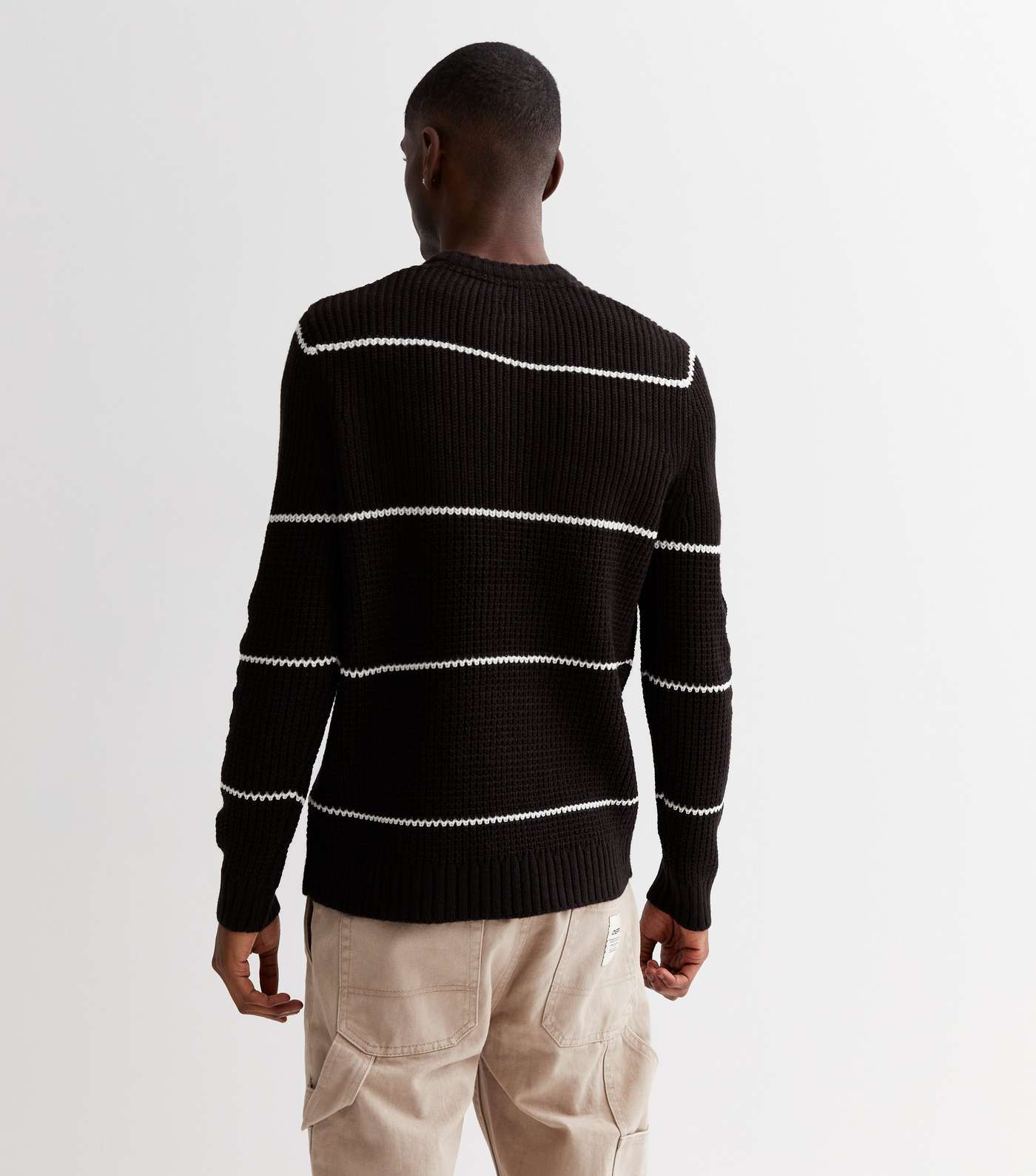 Only & Sons Black Striped Knitted Crew Neck Long Sleeve Jumper Image 4