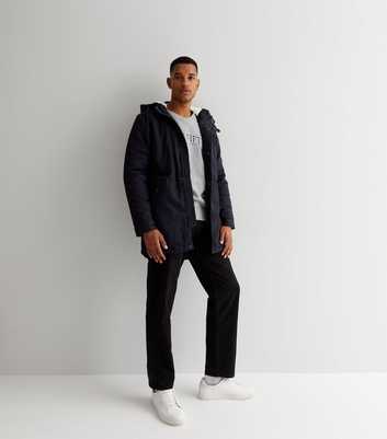 Only & Sons Navy Borg Lined Hooded Parka Jacket
