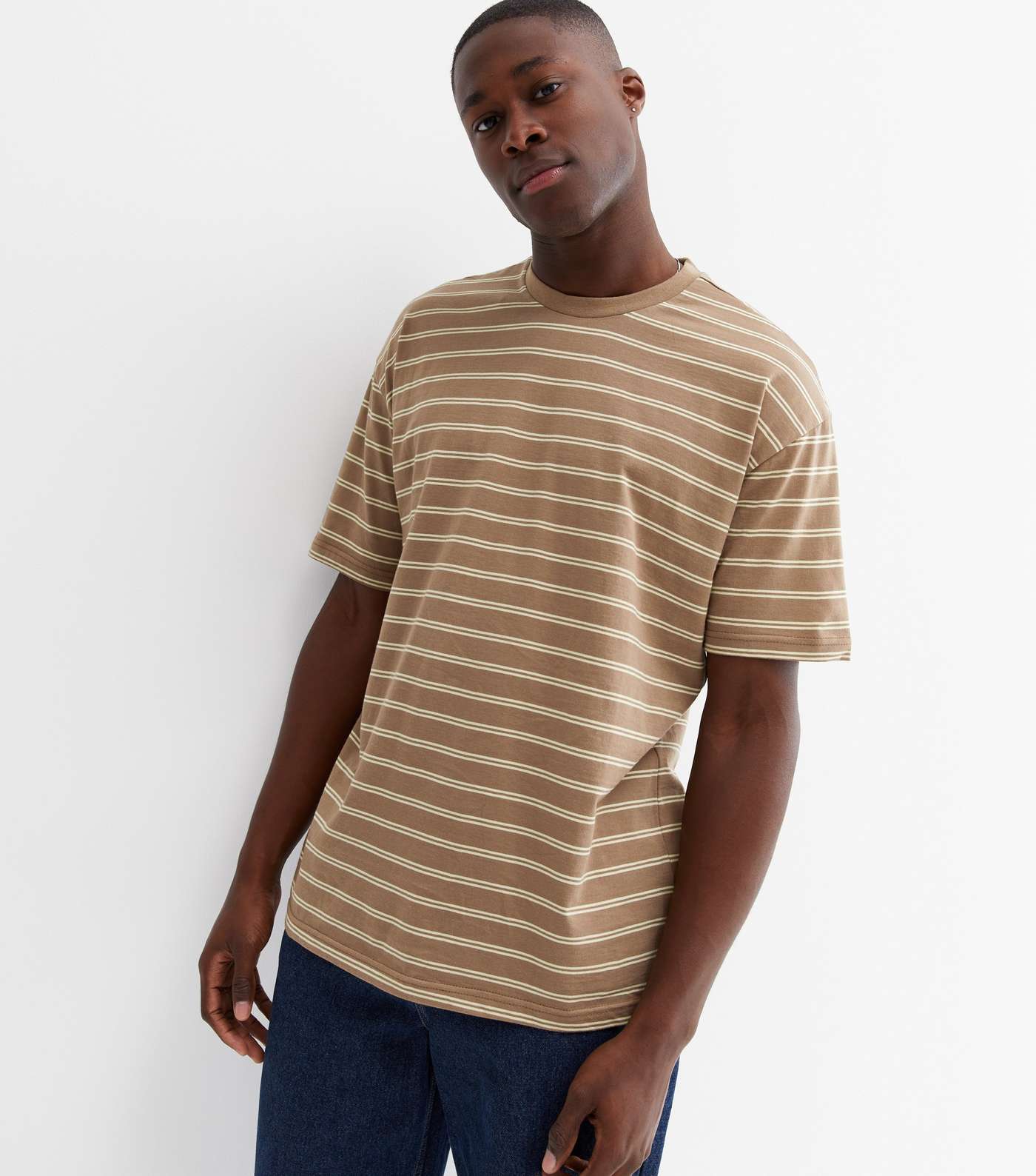 Tan Stripe Oversized T-Shirt