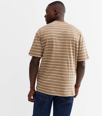 Tan Stripe Oversized T-Shirt | New Look