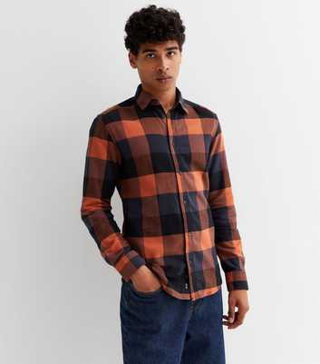 Only & Sons Orange Check Long Sleeve Shirt