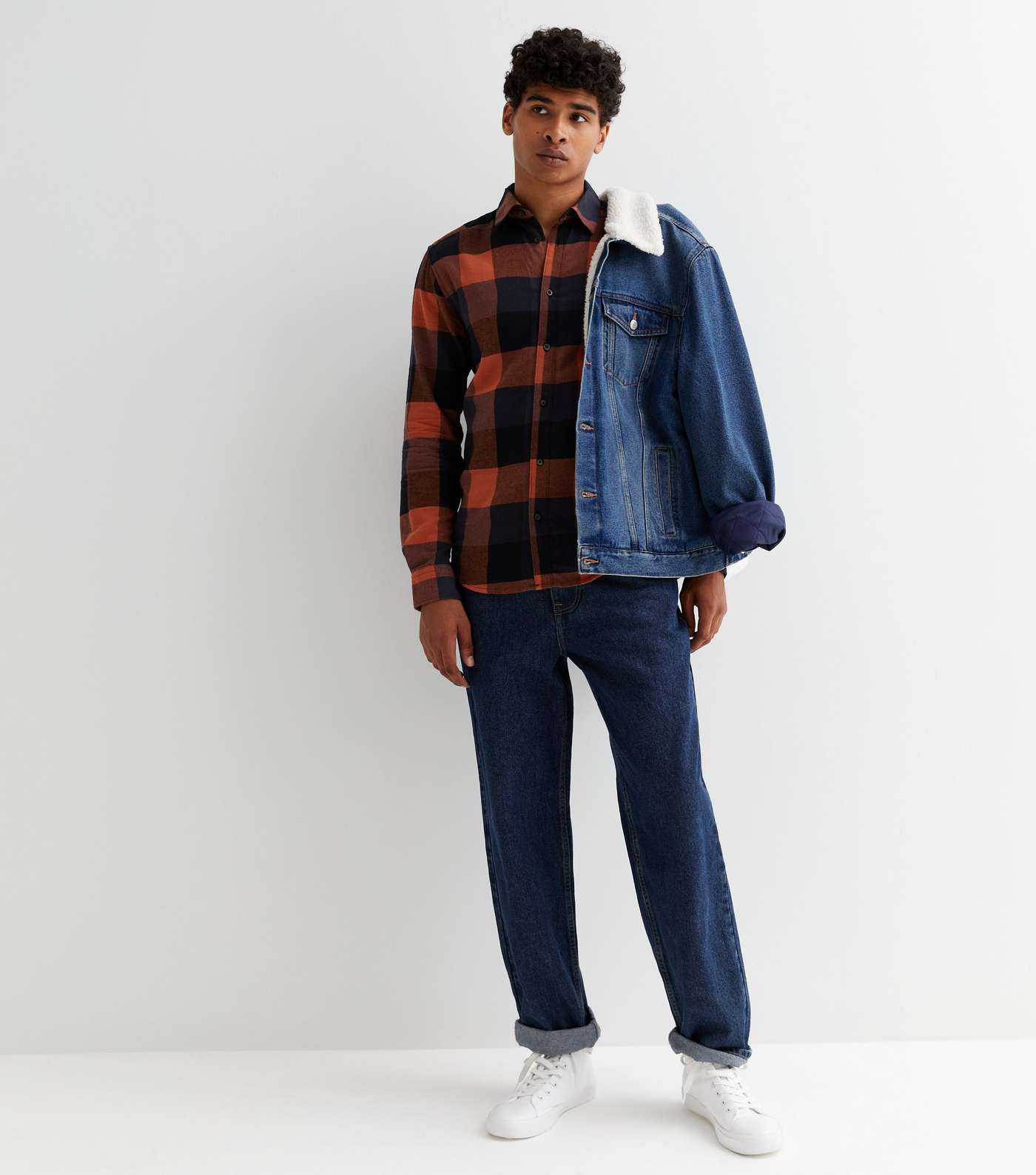Only & Sons Orange Check Long Sleeve Shirt Image 2