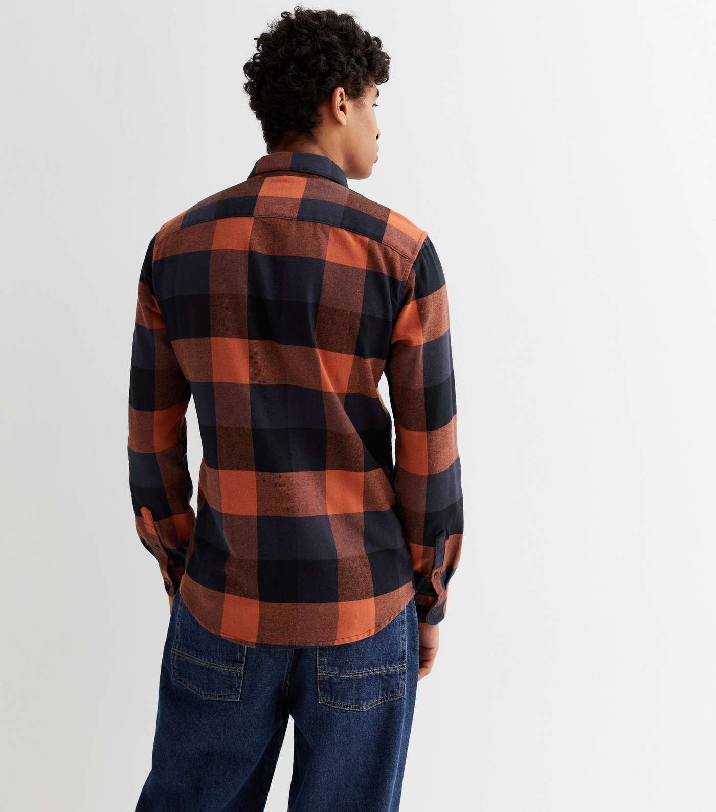 Only & Sons Orange Check Long Sleeve Shirt Image 4