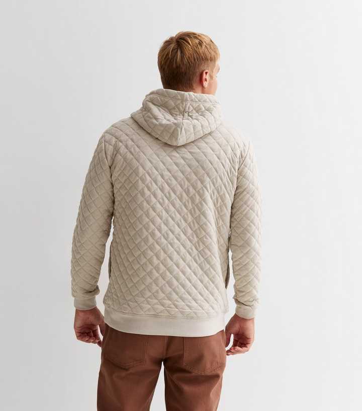 Only u0026 Sons Stone Quilted Hoodie | New Look
