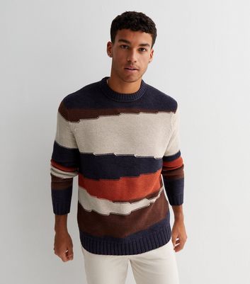 Only \u0026 Sons Navy Colour Block Jumper 