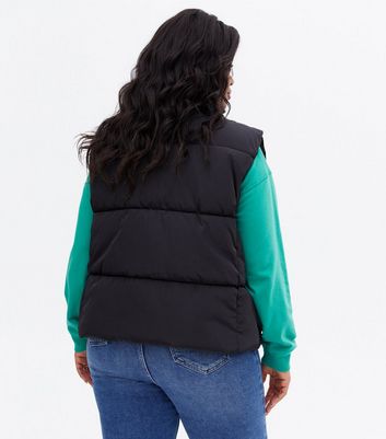 Curves Black Crop High Neck Boxy Gilet New Look