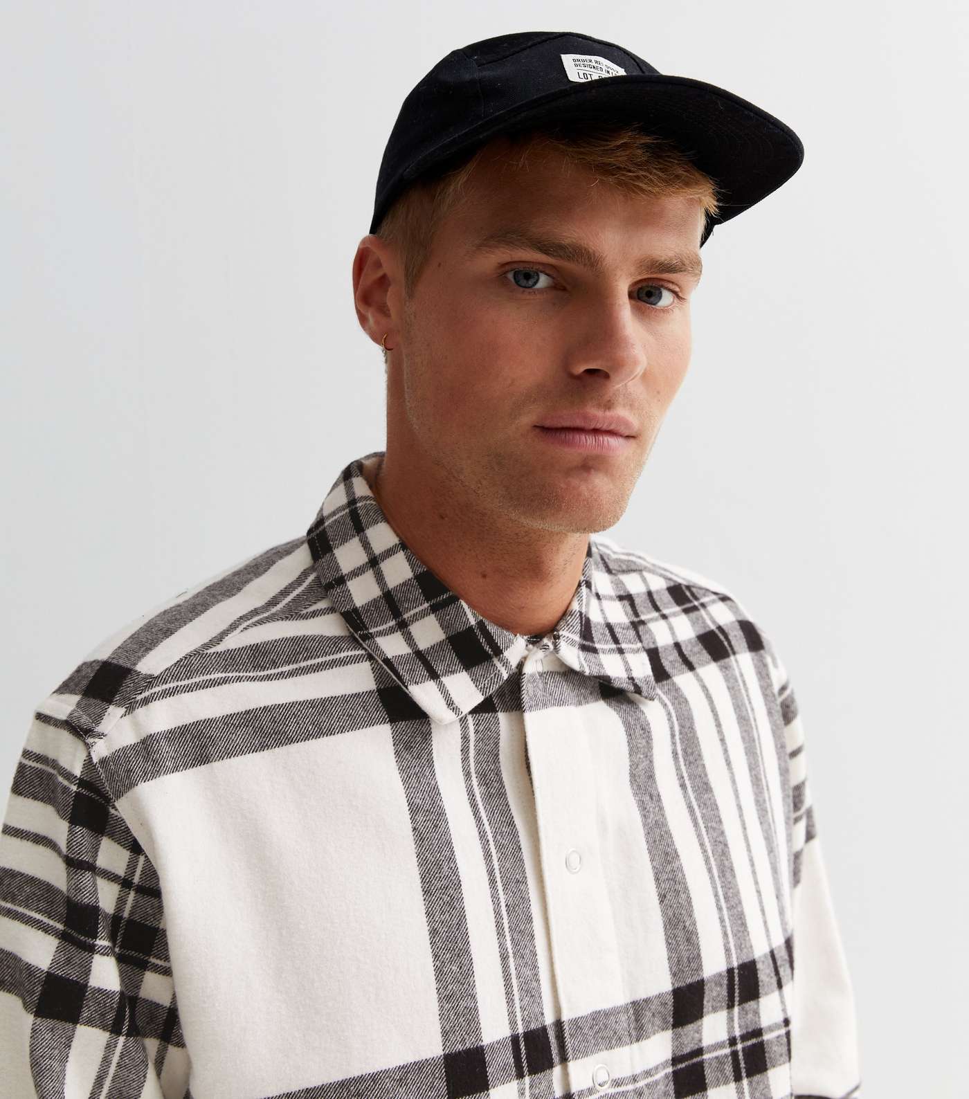 Only & Sons Off White Check Relaxed Overshirt