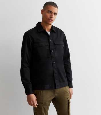 Only & Sons Black Double Pocket Long Sleeve Overshirt