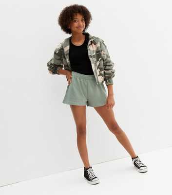 Girls Light Green Jogger Shorts