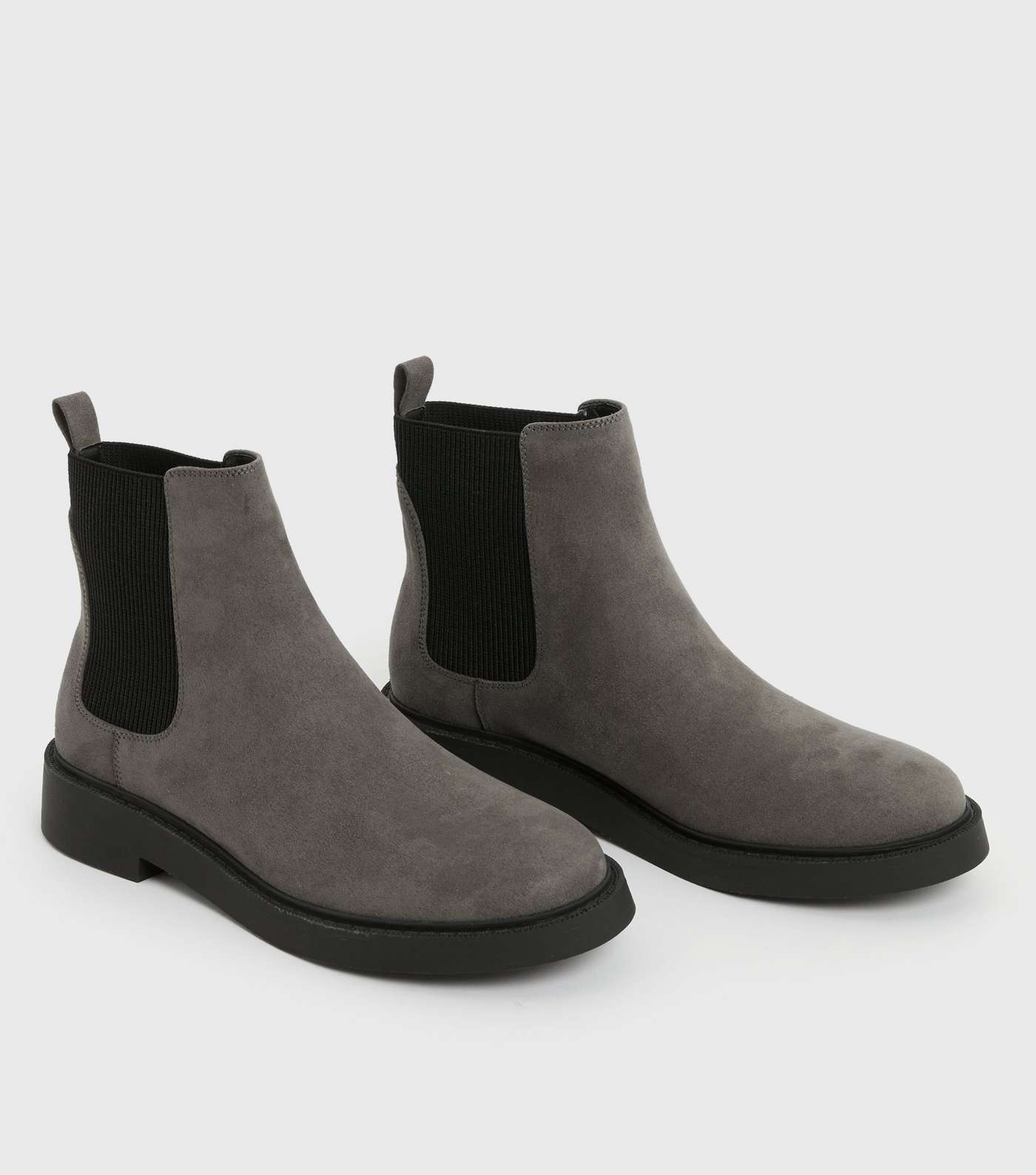 Grey Suedette Chelsea Boots Image 3