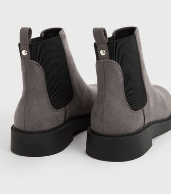 Grey Suedette Chelsea Boots New Look