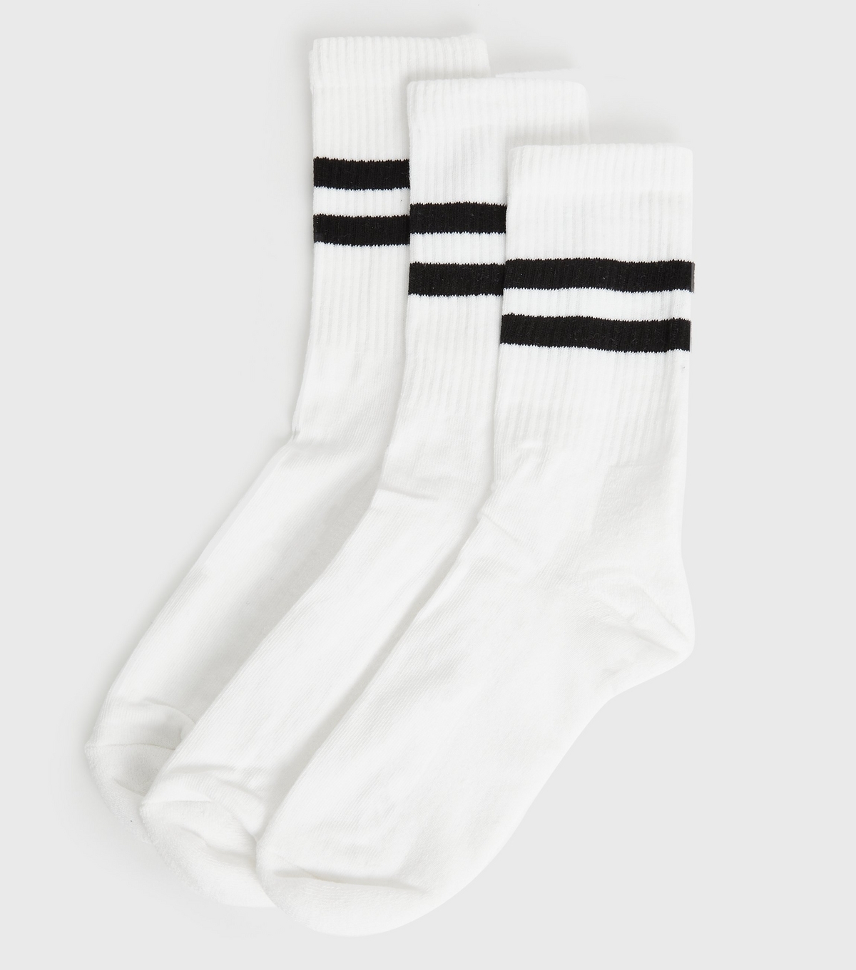 Men's 3 Pack White Sports Stripe Socks New Look