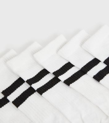 Men's 3 Pack White Sports Stripe Socks New Look
