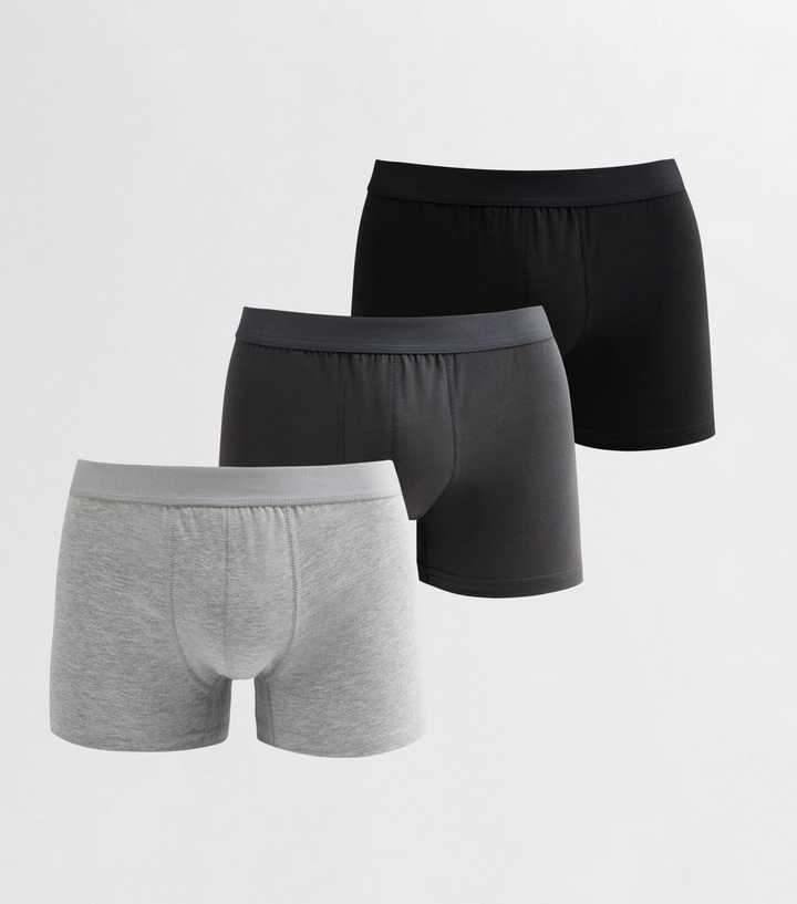 Pack of 3 Black/Grey Jersey Boxers