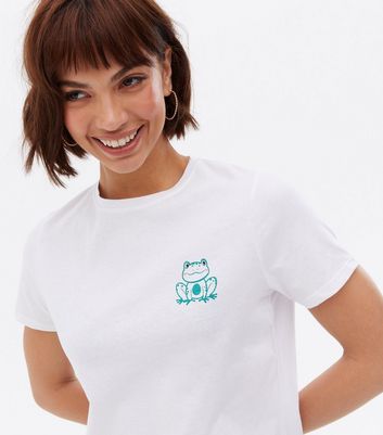 White Frog Pocket Short Sleeve T Shirt New Look