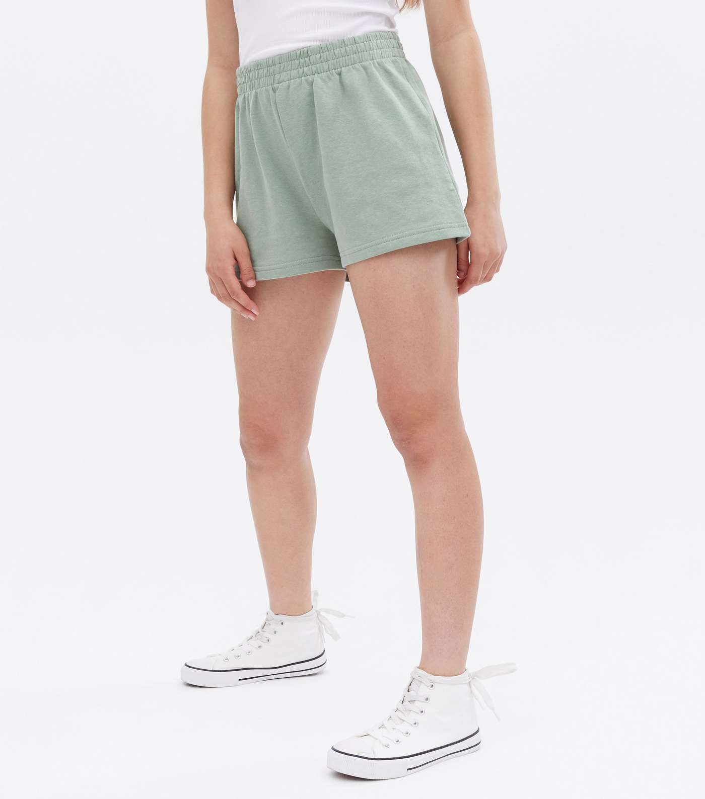 Girls Light Green Jersey Jogger Shorts Image 2