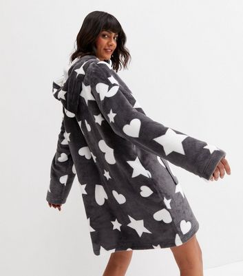 Light Grey Star Heart Oversized Blanket 