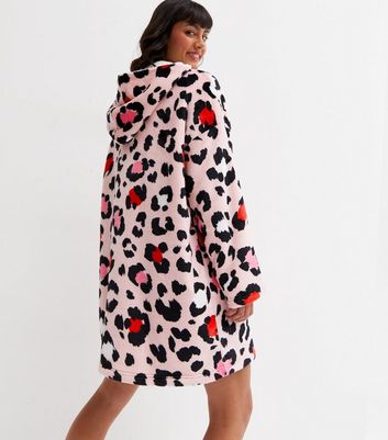 Pink Leopard Print Fleece Oversized 