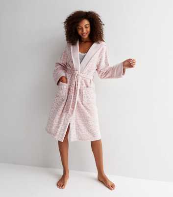 Pink Leopard Print Fluffy Hooded Dressing Gown