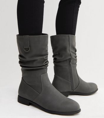 Flat leather 2024 slouch boots