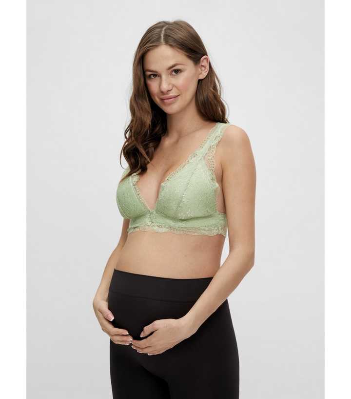 Mamalicious Maternity nursing lace bra in dark green