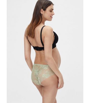 Damen Bekleidung Mamalicious Maternity 2 Pack Black and Green Lace Briefs