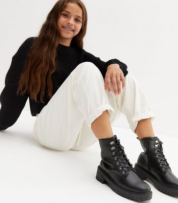 Girls leather store biker boots