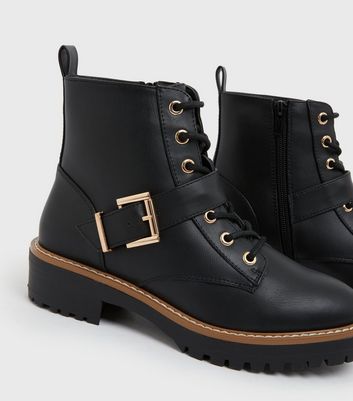 new look lace up biker boots