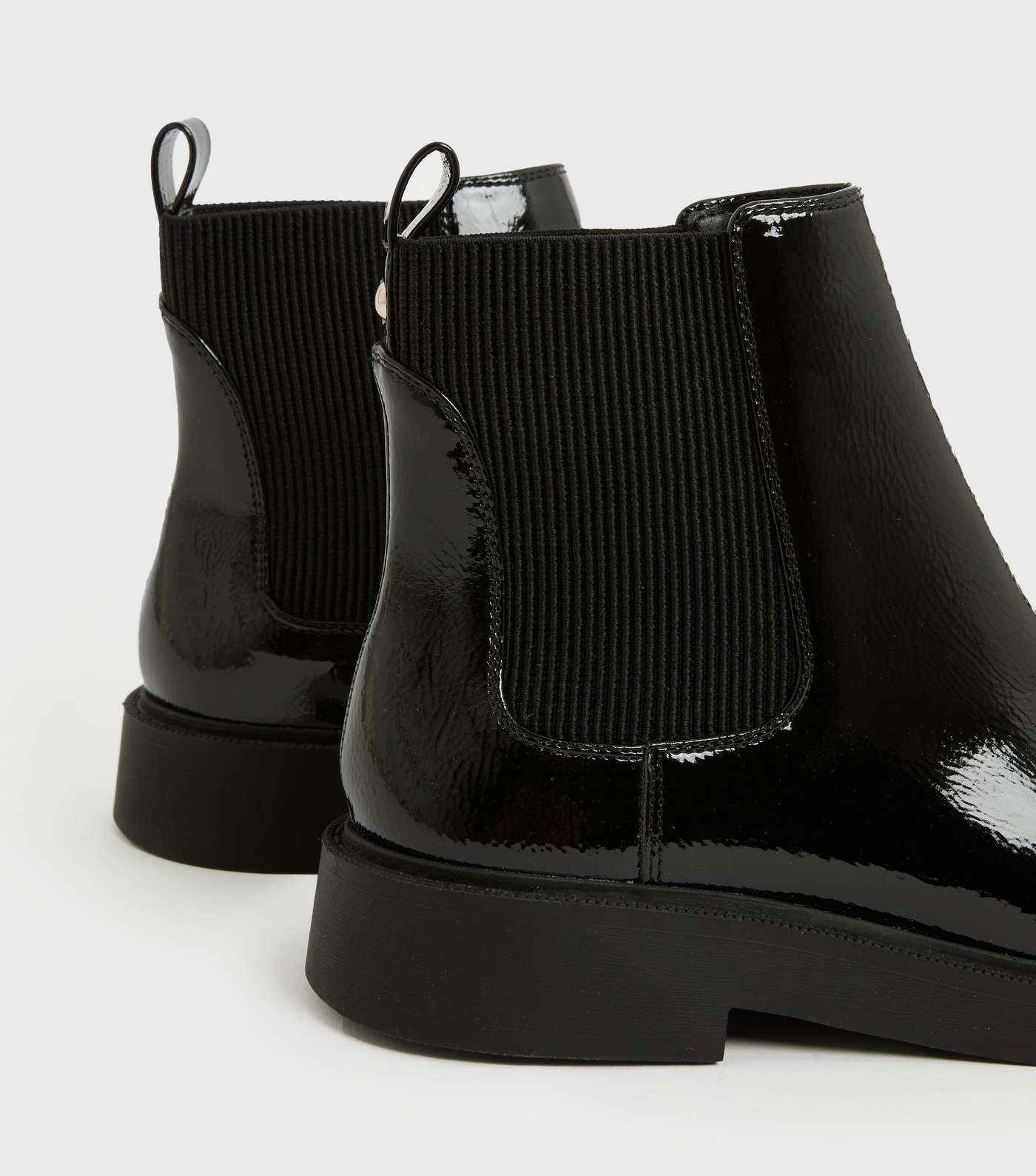 Girls Black Patent Chunky Chelsea Boots Image 4