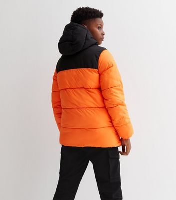 Orange puffer deals jacket boys