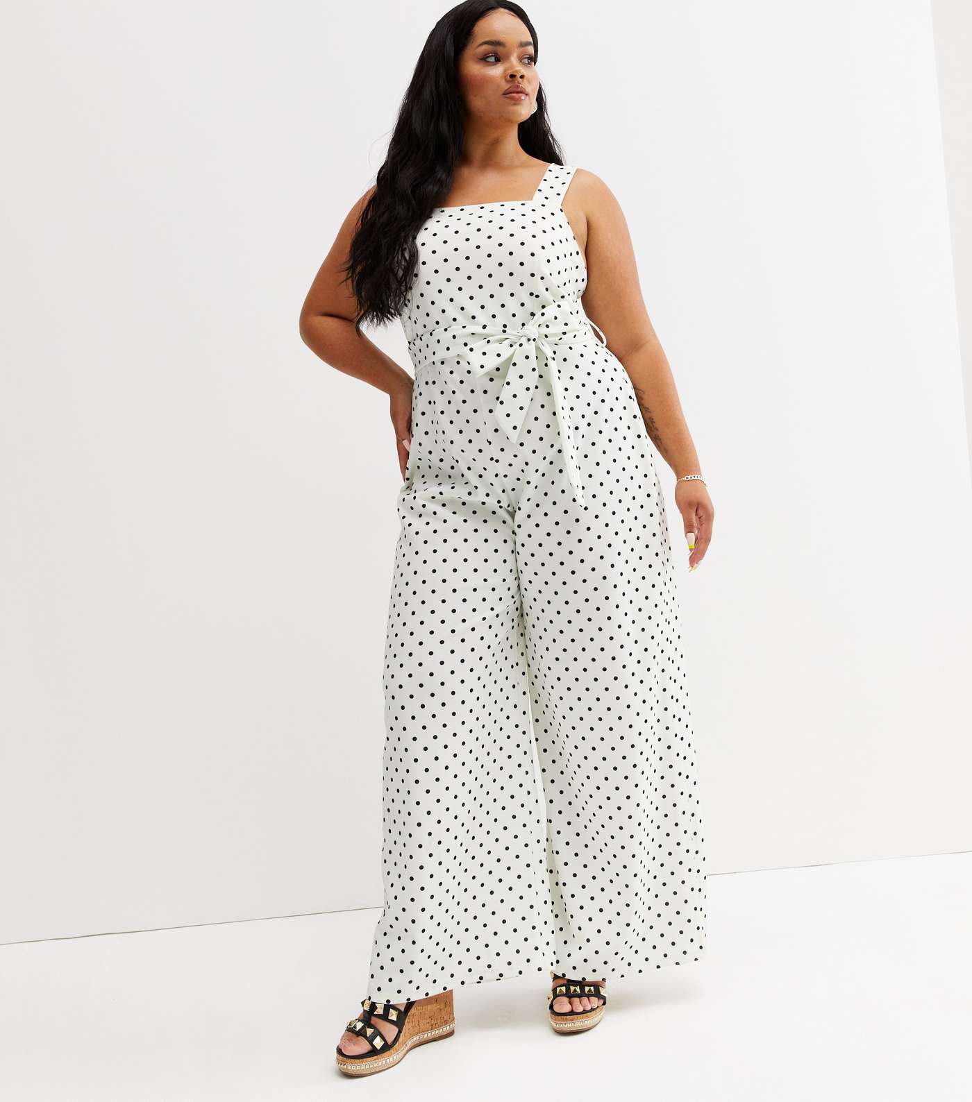 Dining to Dancing White Spot Scuba Crepe Jumpsuit Image 6