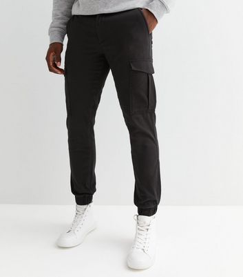 Mens black cuffed cheap cargo pants