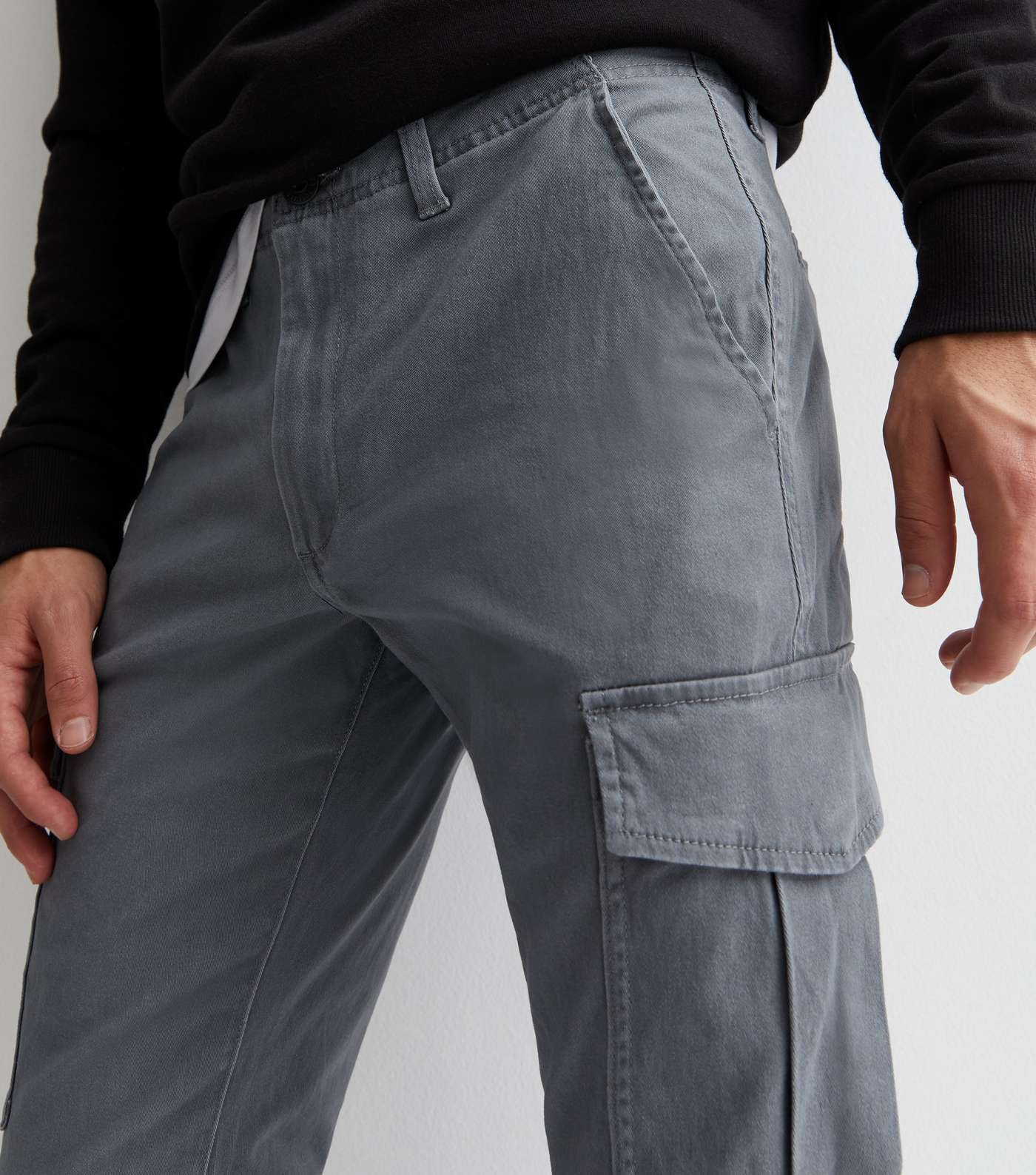 Jack & Jones Grey Cuffed Cargo Trousers Image 3