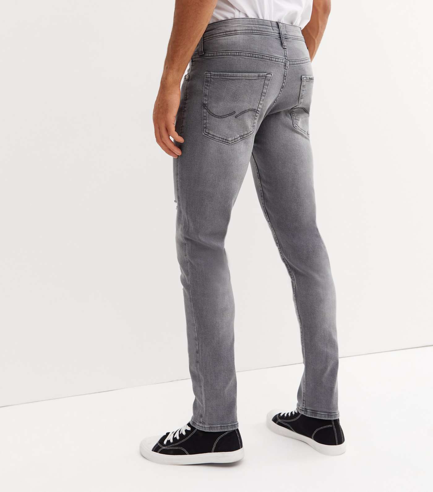 Jack & Jones Grey Ripped Slim Fit Jeans Image 4