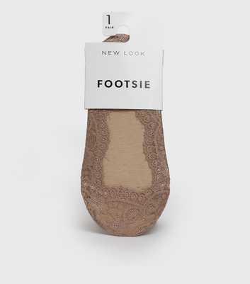 Tan Lace Footsie Socks