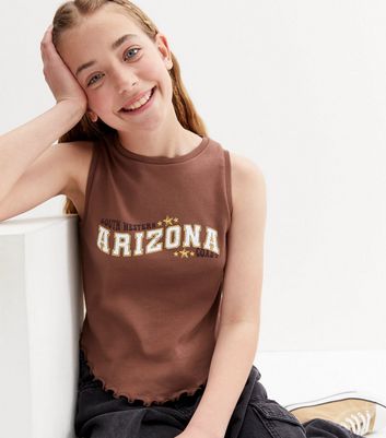 Girls Brown Arizona Logo Frill Hem Vest