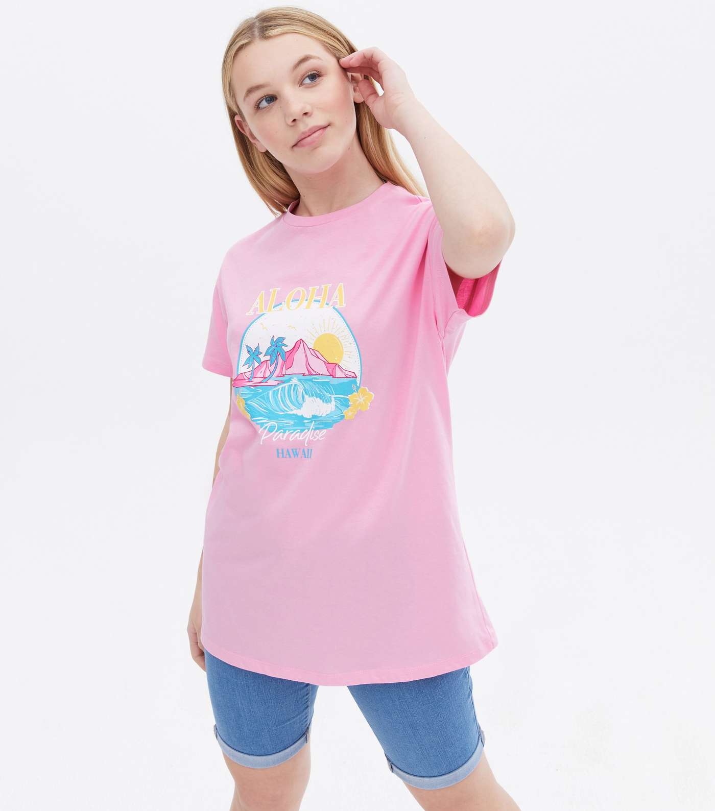 Girls Lilac Hawaii Scenic Logo Long T-Shirt Image 2