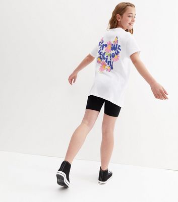 Girls White Floral Grow Logo T-Shirt 