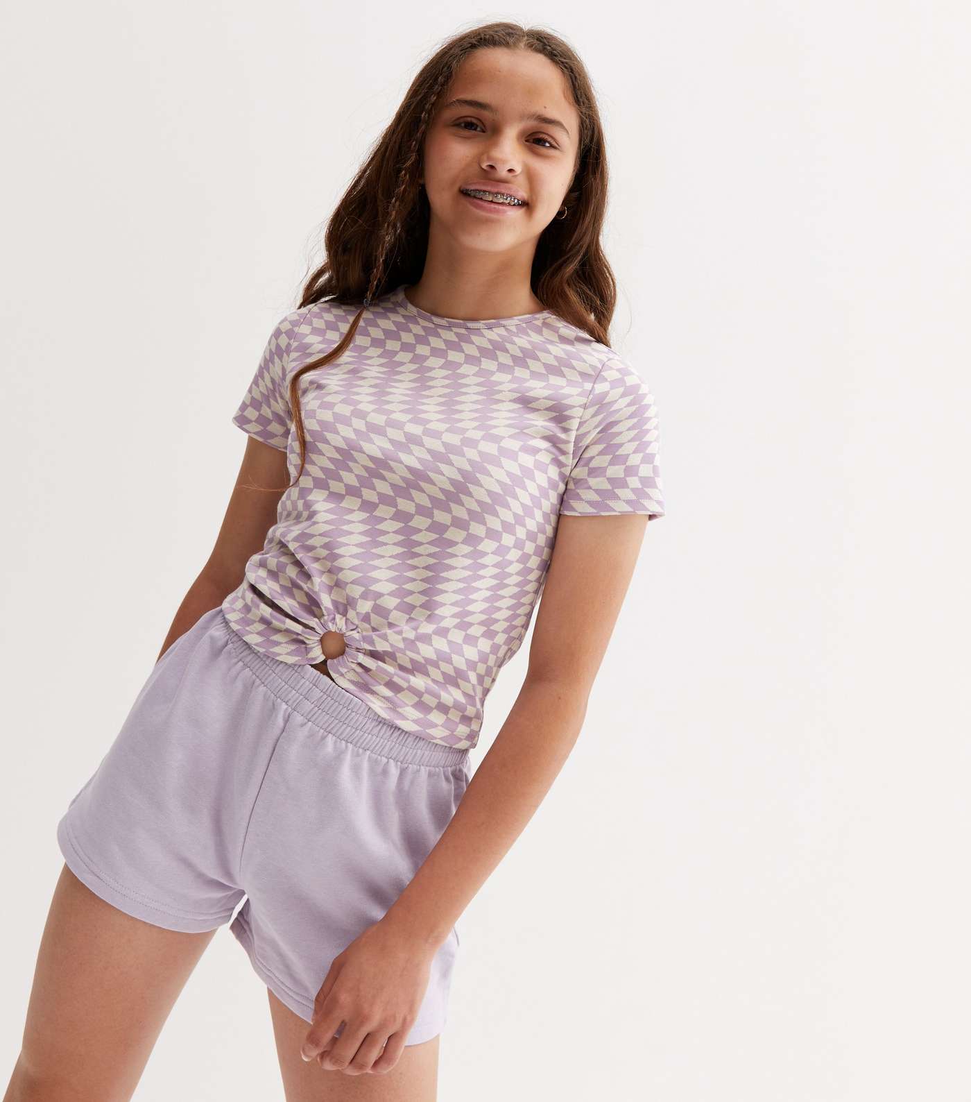 Girls Lilac Checkerboard Ring Top Image 3