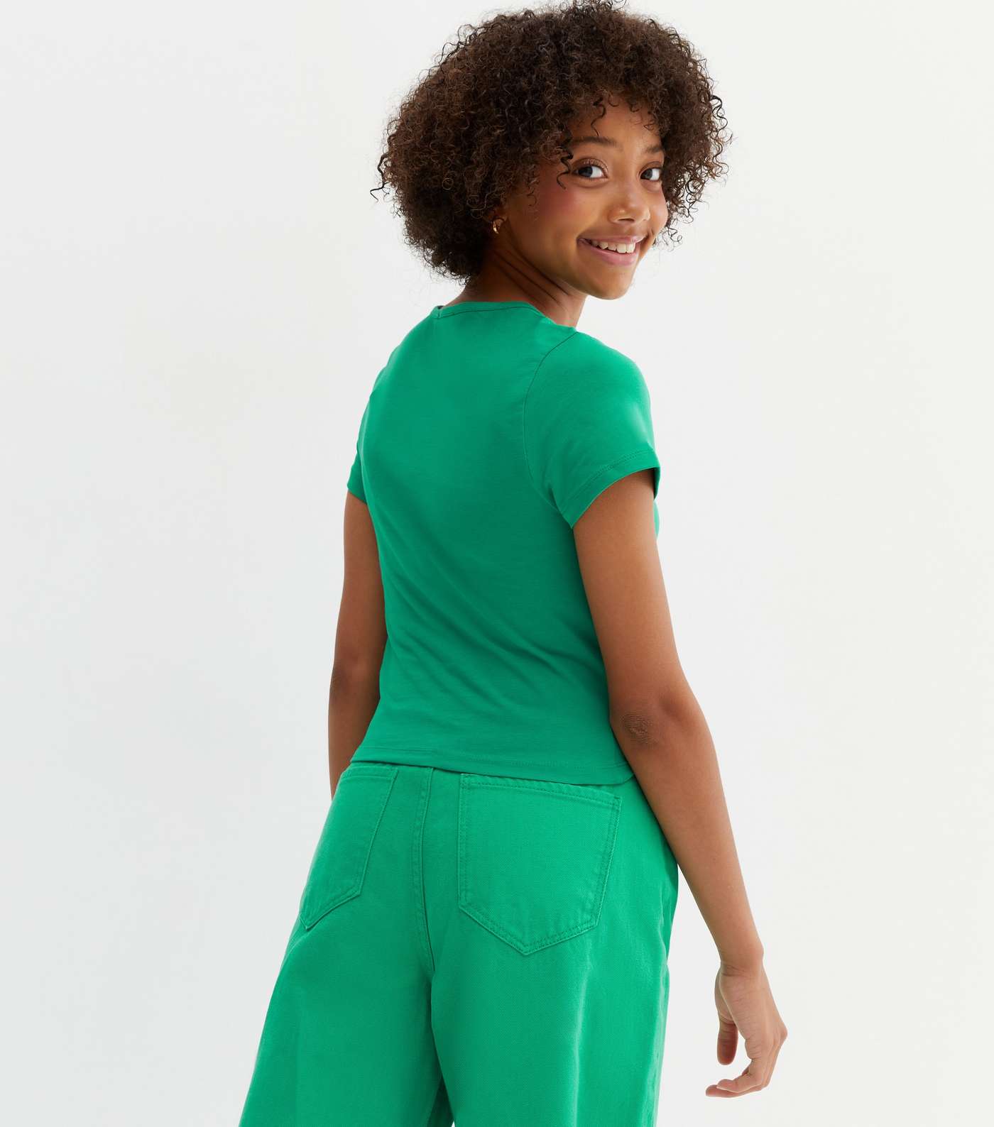Girls Green Ruched Front Top Image 4