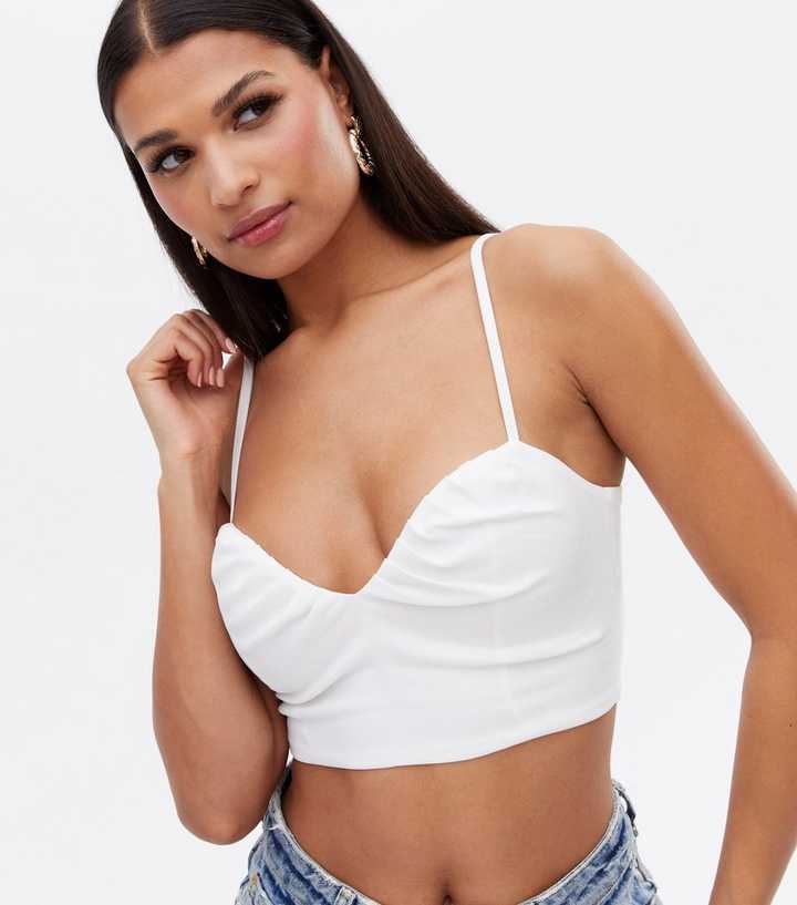 Pink Vanilla White Sweetheart Crop Top