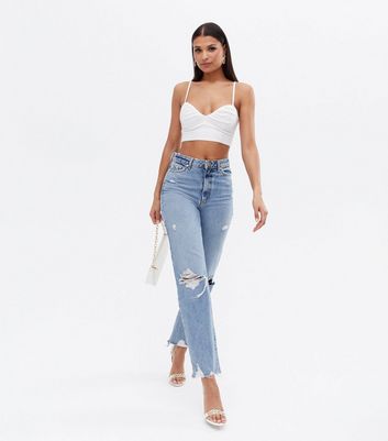 Pink Vanilla White Sweetheart Crop Top New Look